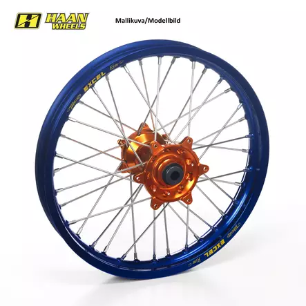 Haan wheel SX&SXF 23- 18-2,15 GOLD HUB/BLUE RIM/GOLD NIPPLES - Duell MP varaosat ja tarvikkeet - 63109 - 1