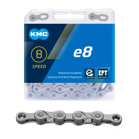 Ketju 8-v KMC e8 EPT 1/2 x 3/32" E-Bike 122L - Duell polkupyörien varaosat ja tarvikkeet - 8919 - 1