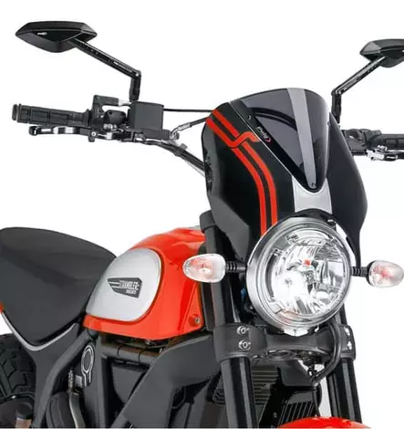 Puig Windshield Retrovision Scrambler 15-17 Black/Ds - Duell MP varaosat ja tarvikkeet - 91669 - 1