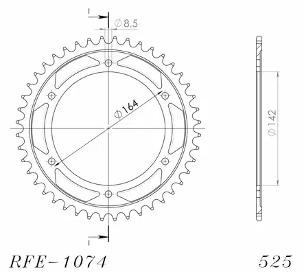Supersprox / JT Teräs takaratas 1074.44 - Duell MP varaosat ja tarvikkeet - 119259 - 1